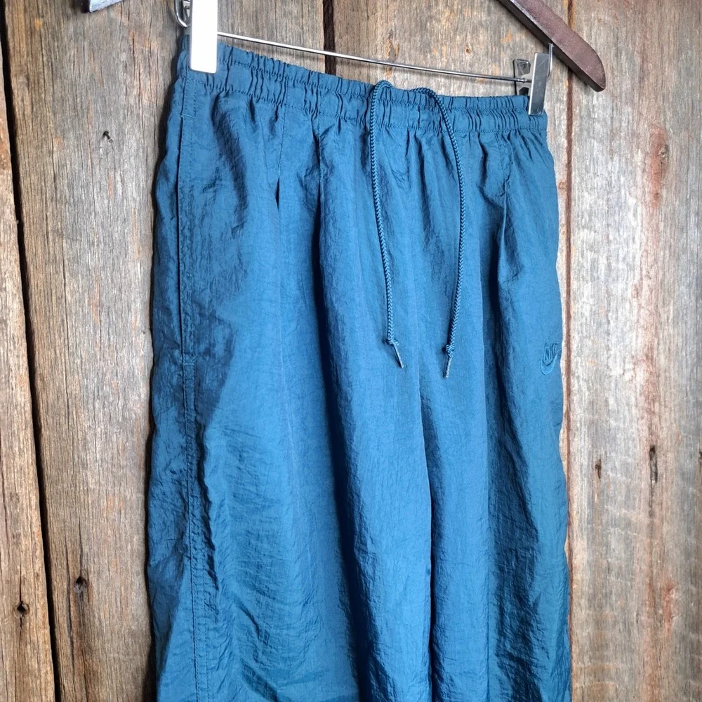 Y2k Iconic Vintage Hip Hop Nike Women's Crinkle Joggers Size Small/6-8 Teal Blue